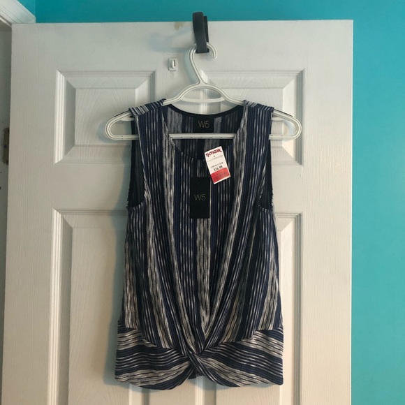 W5 Striped Tank Top with front knot - Picture 1 of 4